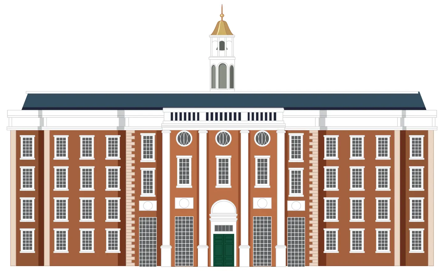 Illustration of Harvard University Hall
