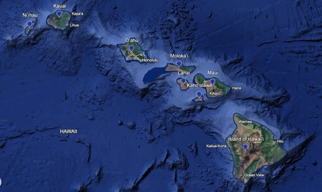 Peta Pulau-Pulau di Hawaii