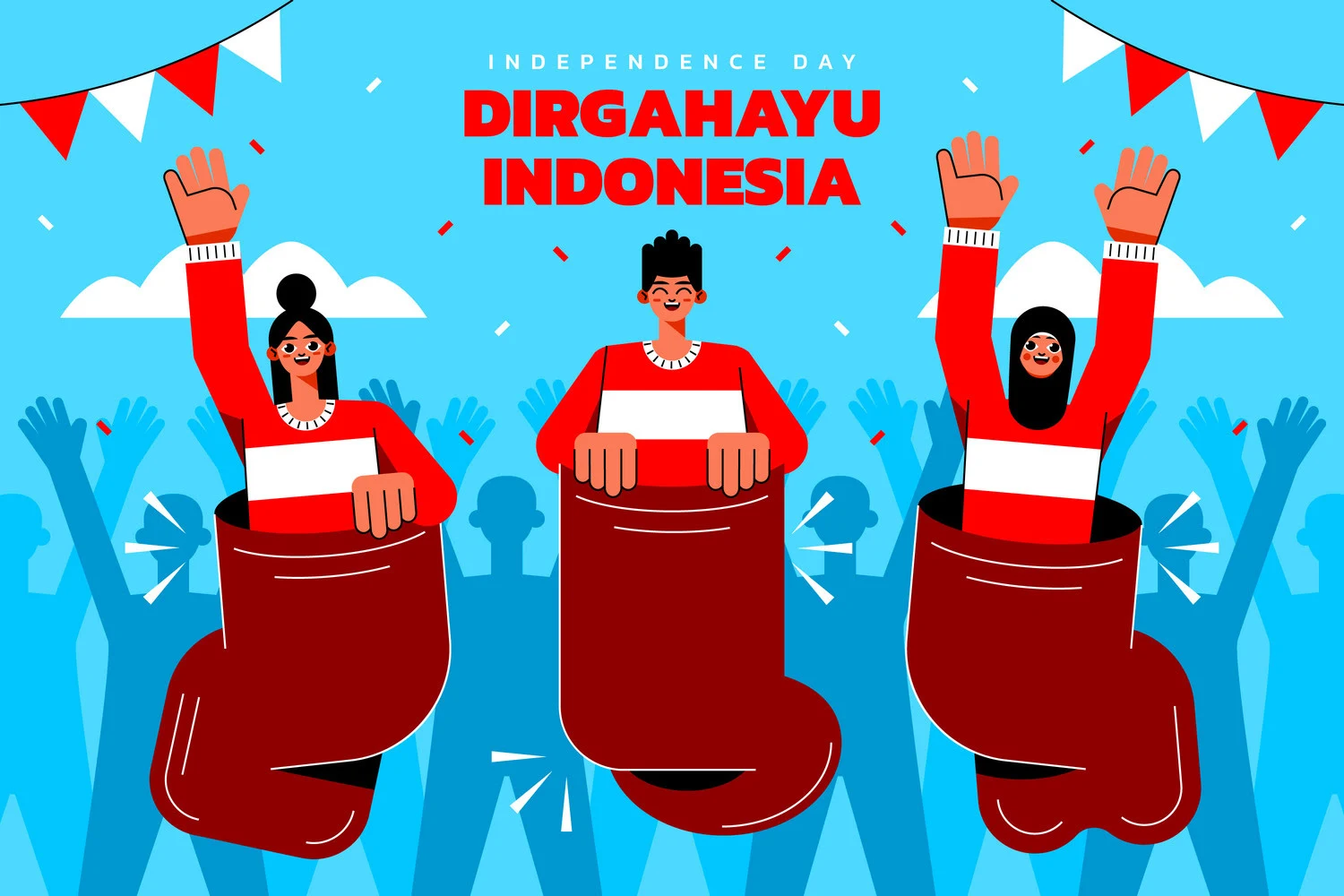 Illustration of Indonesian Competition, Sack Race